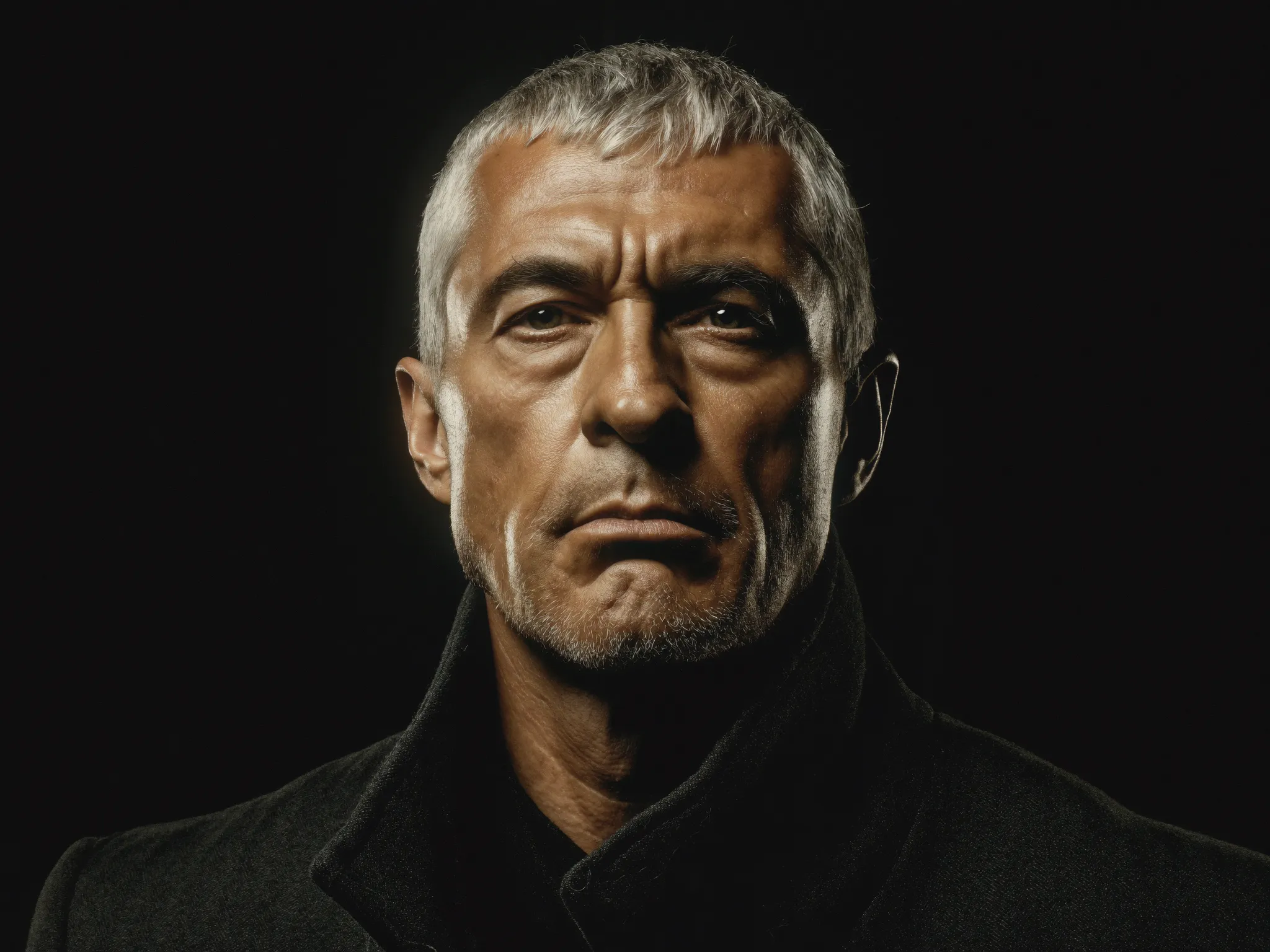 Ritratto in bianco e nero di un uomo sulla cinquantina